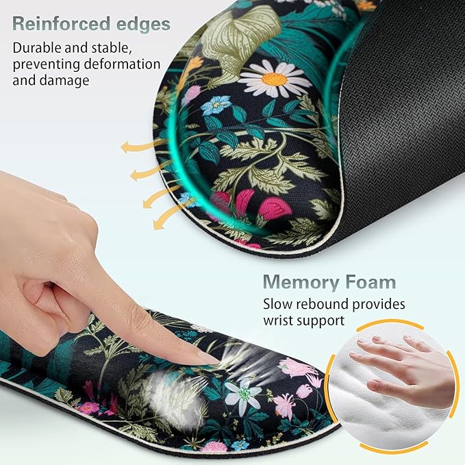 Mouse Pad with Wrist Rest Set, Qomolama 3-in-1 Wrist Support Mouse Pad Set - Image 5