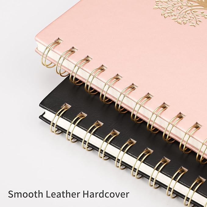 RETTACY Spiral Journal Notebook, 110 Numbered Pages, A4 Large Size (8.5'' x 11''), for Men & Women, Journaling, Writing, Work & Office, Leather Hardcover, 100 GSM Thick Paper (Rose Gold)-DeskLoop Office