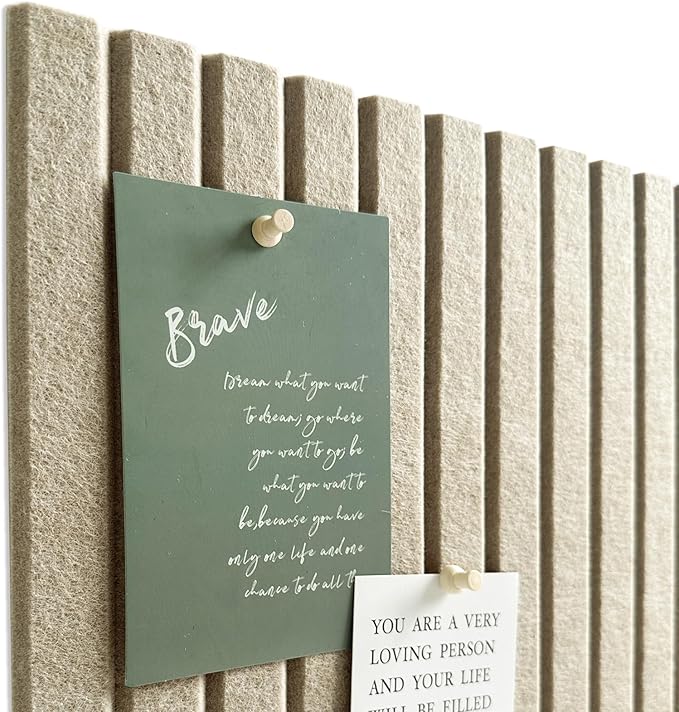 Large Cork Board for Office, 8 Pack Felt Wall Tiles with Slat Wall Paneling, Felt Bulletin Board Pin Board Cork Boards for Walls (Tan)-DeskLoop Office
