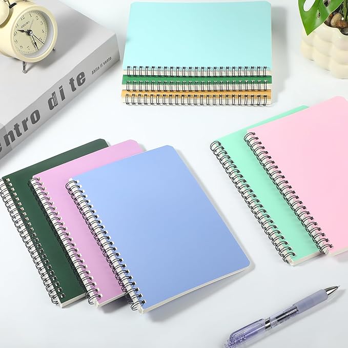 miikoul 48 Pack A5 Spiral Lined Notebooks, 8.3" X 5.5", 60 Sheets/120 Pages Wide Ruled Notebook Spiral Journals Bulk Paper Cover Notepad 12 Colors for Students Taking Class Notes Home Office Gift-DeskLoop Office