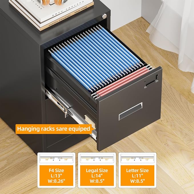INTERGREAT 2 Drawer File Cabinet, Lockable Vertical File Office Cabinet - Image 3