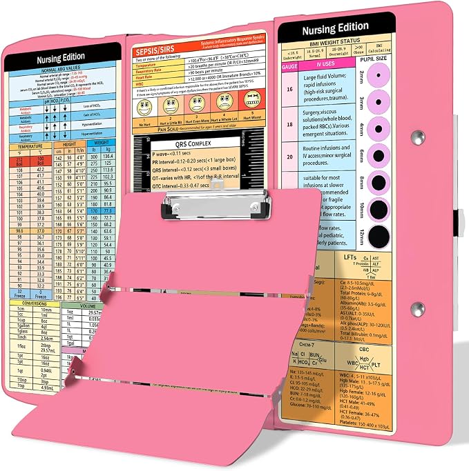 Nursing Clipboard Foldable Clipboard Medical: Edition Cheat Sheets Aluminum 3 by Trustnice