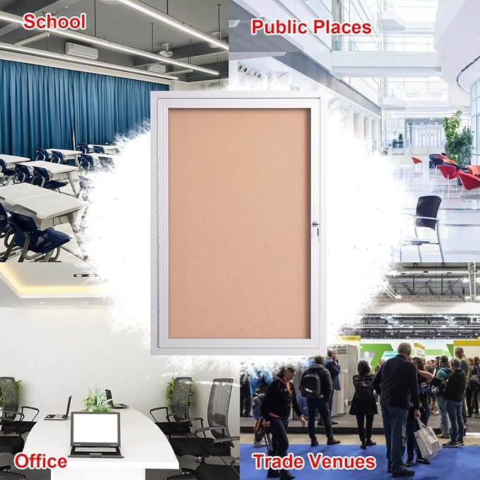 36×24 Inch Lockable Enclosed Bulletin Board, Weather-Resistant Outdoor - Image 6