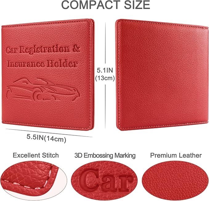 Car Registration and Insurance Holder, Premium PU Leather Vehicle Glove Box Car - Image 5