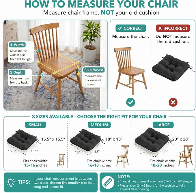 BETU Chair Cushions for Dining Chairs, 3.5" Thick Kitchen Table Chair Pads - Image 5