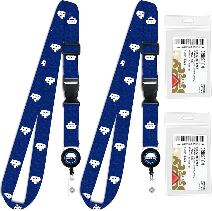 Cruise On Cruise Lanyard for Ship Cards – 2-Pack Retractable Badge & Waterproof by CruiseOn