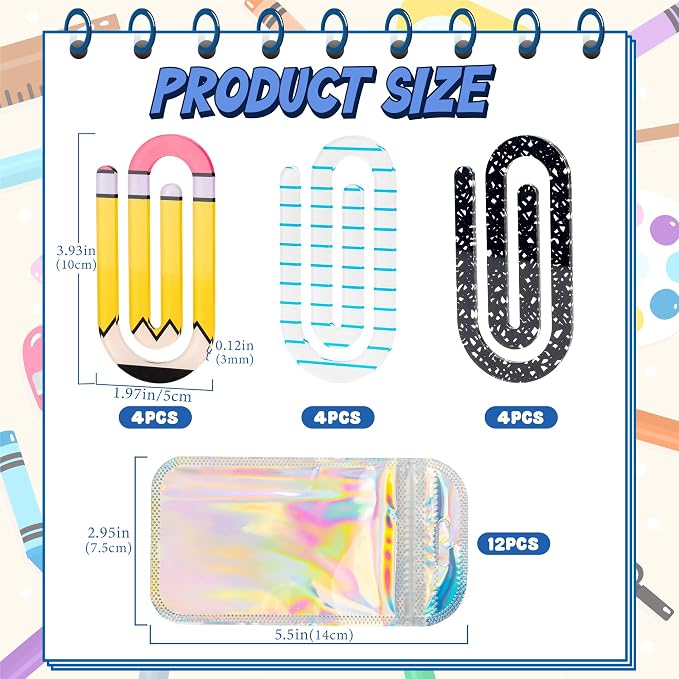 24 Pack Jumbo Acrylic Paper Clips - Image 2