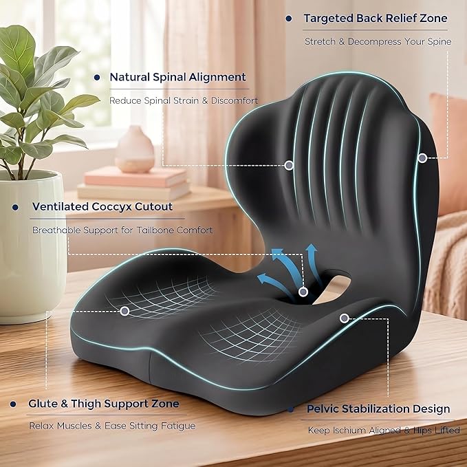 Ergonomic Waist Support and Seat Cushion, 2-in-1 Memory Foam Pad, Hollow Design - Image 4