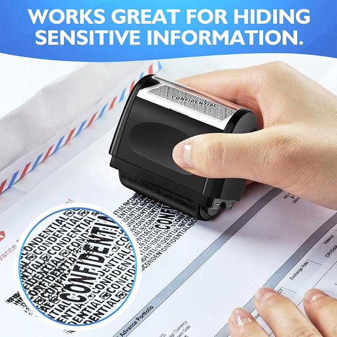 Identity Theft Protection Roller Stamp, 1 Refill Ink - Image 2