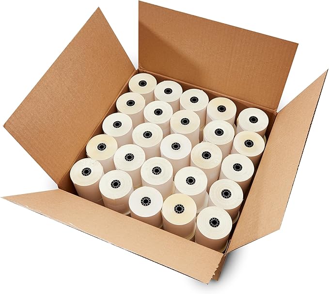 3" X 95' Two Ply Carbonless Rolls Compatible with Most Restaurant Kitchen Printers. (White/Canary - Pack of 50)-DeskLoop Office