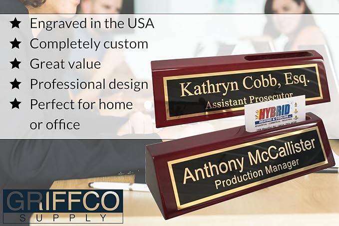 Name Plate for Desk Engraved in USA by Griffco Supply | Desk Name Plate - Image 2