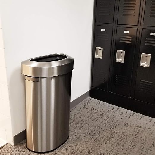 iTouchless Stainless Steel Trash Can and Recycle Bin, Slim and Space-Saving Design for Home, Office, Kitchen, Restaurant, Restroom, Large Capacity, 23 Gallon / 87 Liter, Open Top, Semi Round 23 Gal-DeskLoop Office