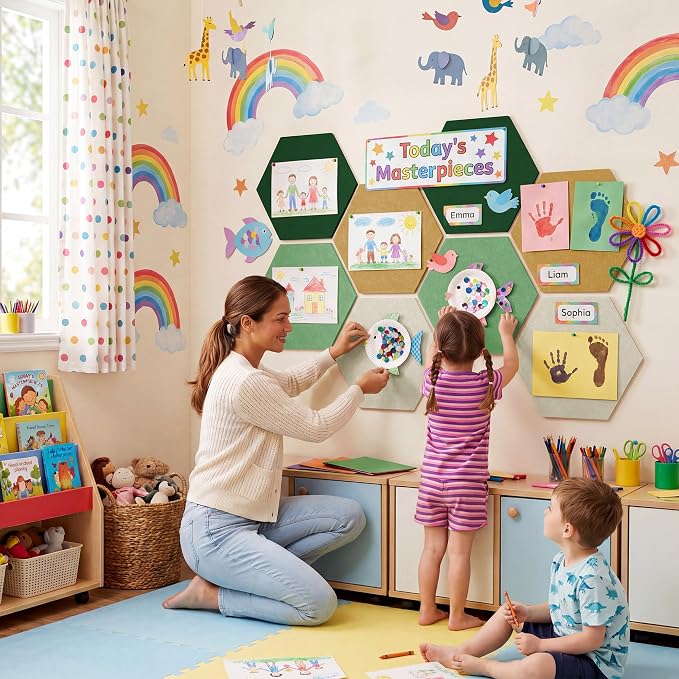 8 Pack Hexagon Felt Bulletin Board Tiles - Image 5