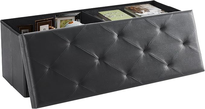 DUMOS 43 Inches Foldable Storage Ottoman Bench, Foot Rest Stool, Synthetic by DumosLifestyle