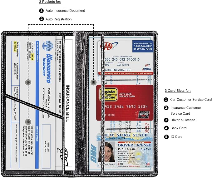 TOURSUIT Car Registration and Insurance Card Holder, Vehicle License Document - Image 2
