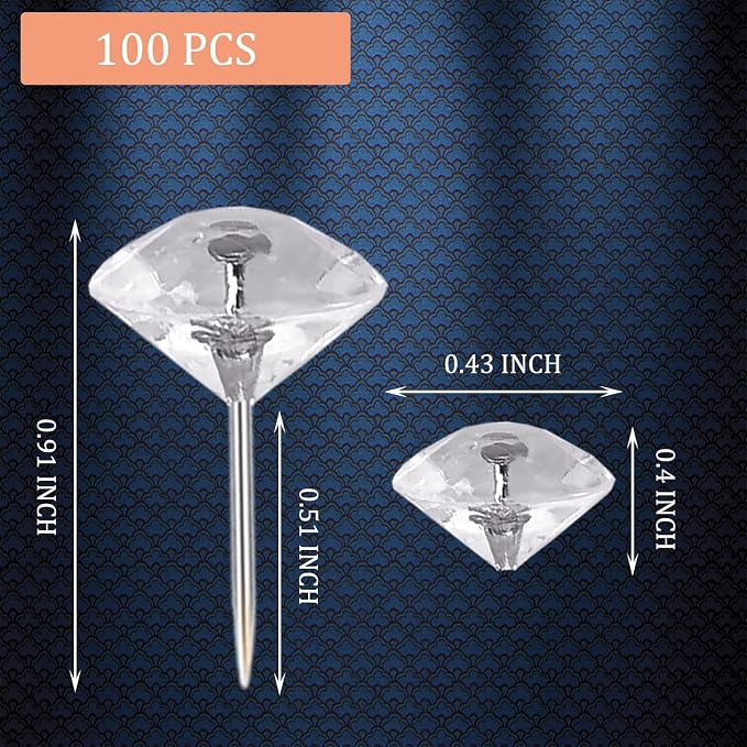 100Pcs Clear Push Pins for Cork Board, Decorative Thumb Tacks for Wall Hangings - Image 2