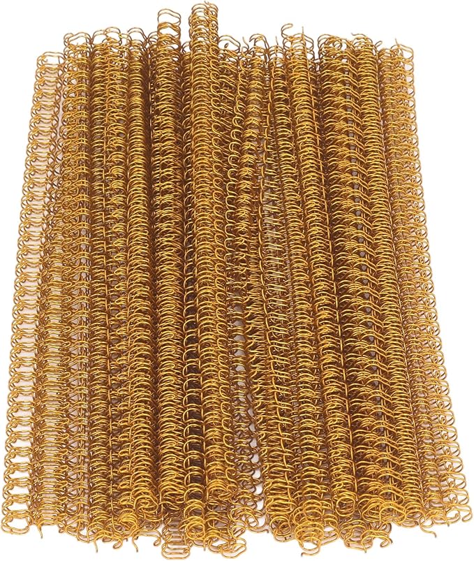 3:1 Pitch Double Loop Binding Wires, YolieraArt 100 Pack Spiral Spine Bindings, 9/16 Inch Wire Twin Binding for Book Binder Machine,Students and Coworkers (120 Sheet Capacity, 100P, Gold)-DeskLoop Office