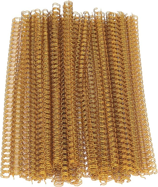 3:1 Pitch Double Loop Binding Wires, YolieraArt 100 Pack Spiral Spine Bindings, 9/16 Inch Wire Twin Binding for Book Binder Machine,Students and Coworkers (120 Sheet Capacity, 100P, Gold)-DeskLoop Office
