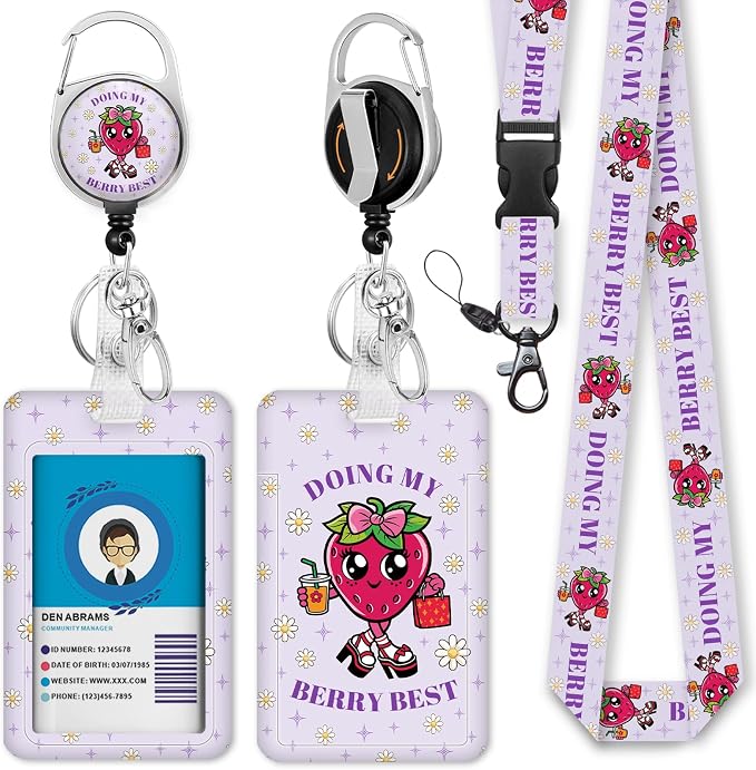Piefly Lanyards for Id Badges, Doing My Berry Best Badge Holder by Piefly