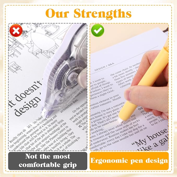6 Pcs Correction Tape Pen Push-pull Protective Cover Comfortable Pen Shape - Image 5
