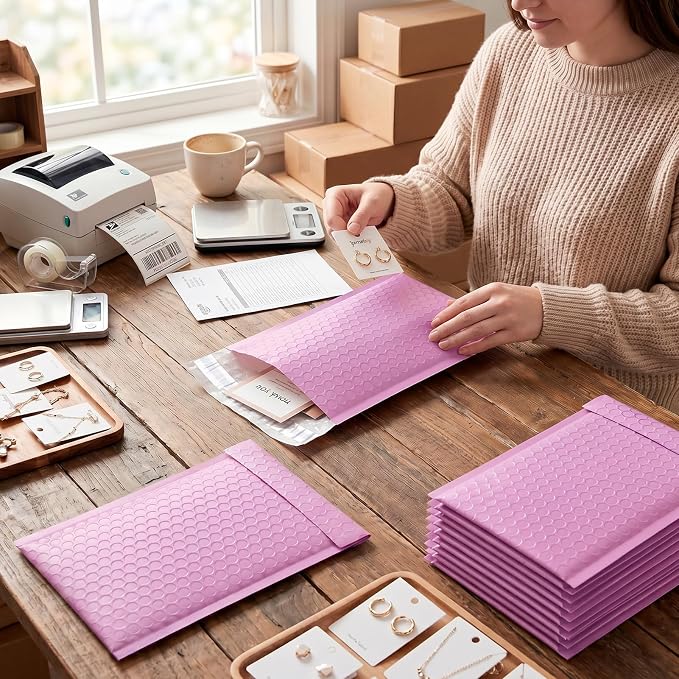 Fuxury Bubble Mailers 6x10" Padded Envelopes 100 Pack Usable Size 6x9" Self - Image 4