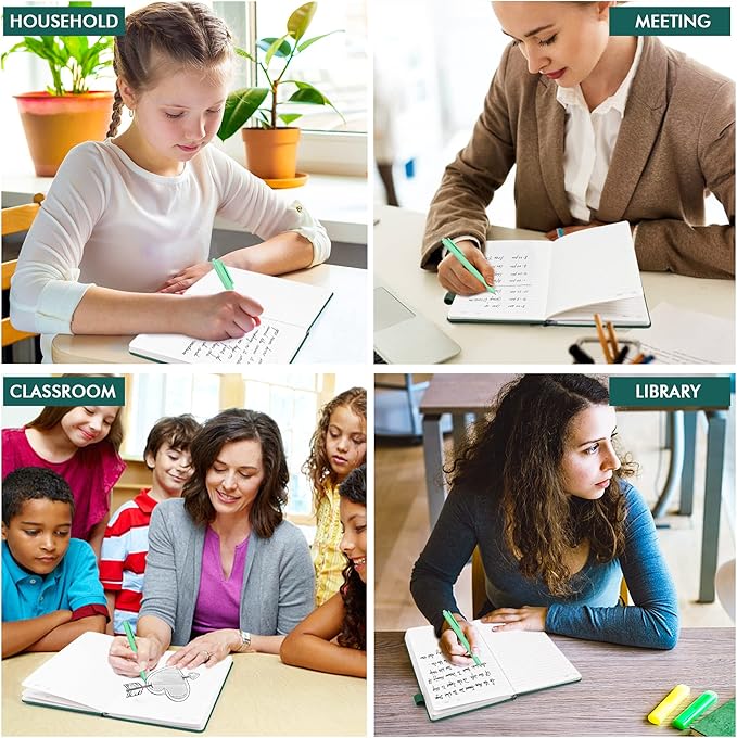 feela 12 Pack Notebooks Journals Bulk with 12 Black Pens, A5 Hardcover Notebook Classic Ruled Journal Set with Pen Holder for School Business Work Travel Writing, 120 GSM, 5.1”x8.3”, Dark Green-DeskLoop Office