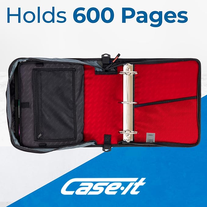 Case-it Mighty Zip Tab School Zipper Binder | 3-Inch O-Rings, 600-Sheet Capacity - Image 3