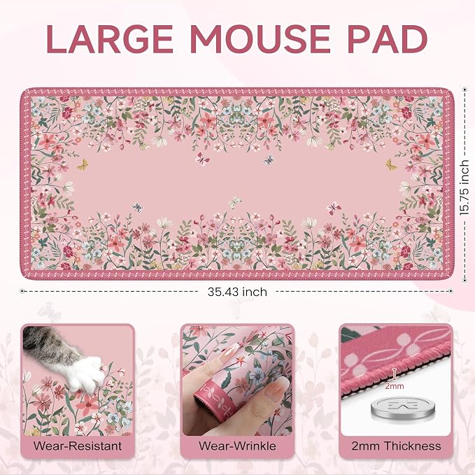 iCasso Desk Mat Pink, Long Mouse Pad - Image 2