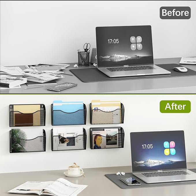 EasyPAG 6 Single Pocket Wall File Organizer, Mesh Hanging File Folder Organizer - Image 6