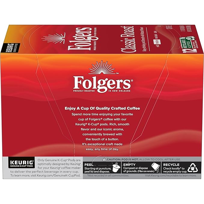 Folgers Classic Roast Medium Roast Coffee, 72 Keurig K-Cup Pods-DeskLoop Office
