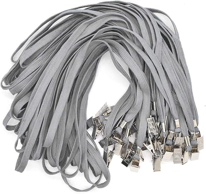 Bird Fiy 50 Pcs Cotton Lanyards Bulldog Clip 32-inch Flat Braid Neck Lanyard by BirdFiy