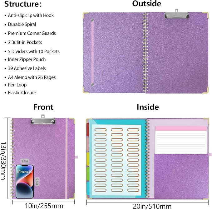 Clipboard Folio with Storage Clipboards Padfolio Notebook - Image 2