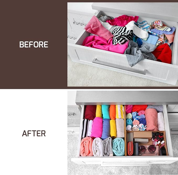 6 Pack Bamboo Drawer Dividers - Image 3