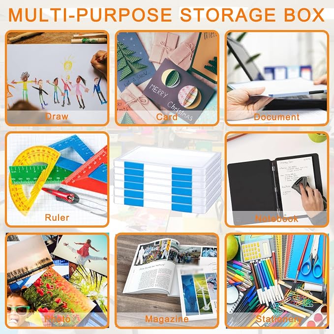 LonlyEagle 6 Pack A4 File Portable Project Case, Plastic Storage Box - Image 5