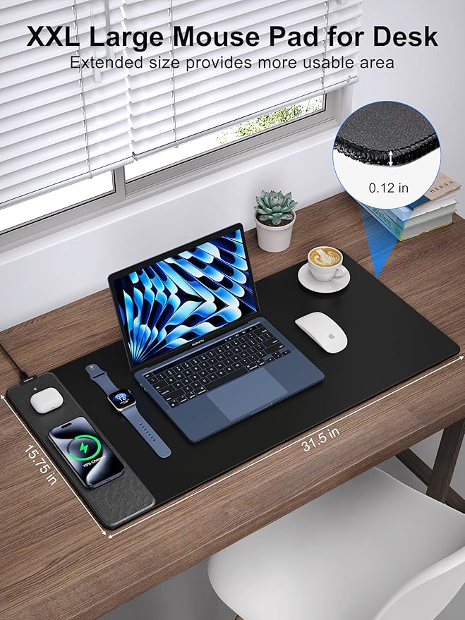 TopMade Mouse Pad with 15W Fast Wireless Charging, 31.5"x15.75" XXL Large - Image 3