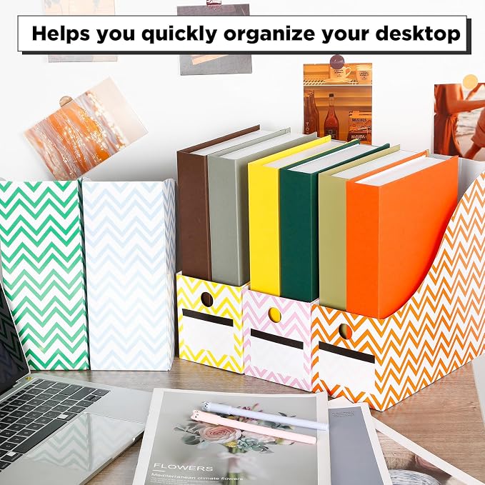 Jutom 32 Pcs Magazine File Holder Set Including Colored Foldable Desk File - Image 7