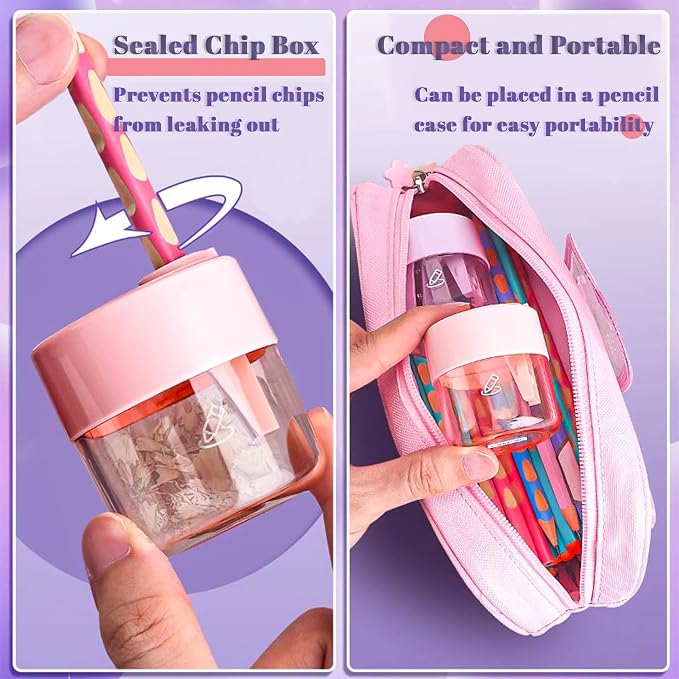 3 Pack Manual Pencil Sharpeners, Double Hole Design - Image 5