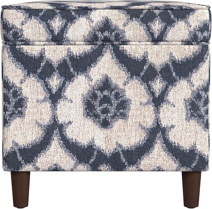 Home Decor | Dinah Collection Modern Storage Ottoman | Ottoman with Storage for Living Room & Bedroom(Blue Medallion Print)-DeskLoop Office