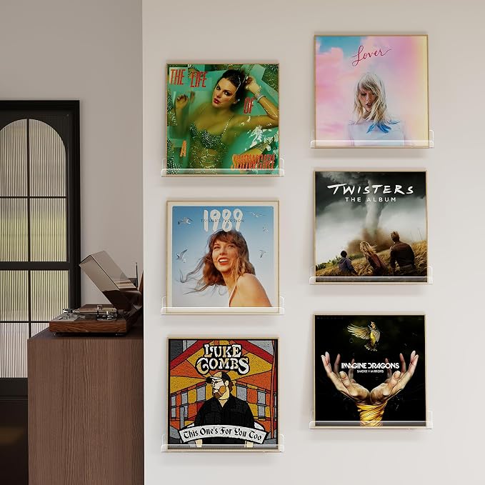 Laurensory Vinyl Record Shelf Wall Mount Shelves, 12 inch Clear Acrylic Vinyl - Image 5