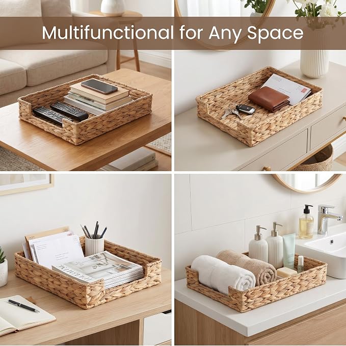 Letter Tray Water Hyacinth, Wicker Desk Organizer - Image 7