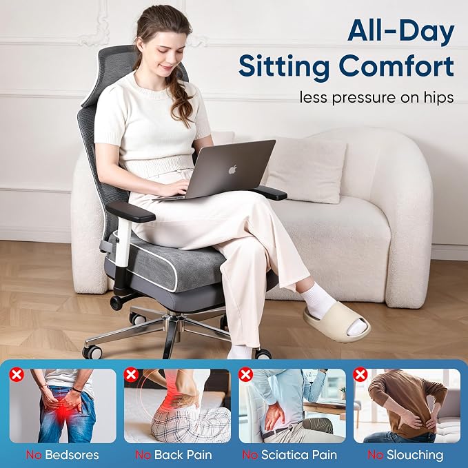 Seat Cushion for Office Chair, 4 Inch Thick Extra Large Memory Foam Chair - Image 6