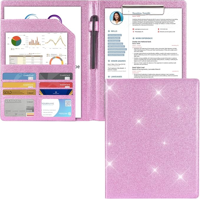 Cacturism Padfolio Portfolio Folder, Foldable Letter Size Clipboard Legal Pad by CACTURISM