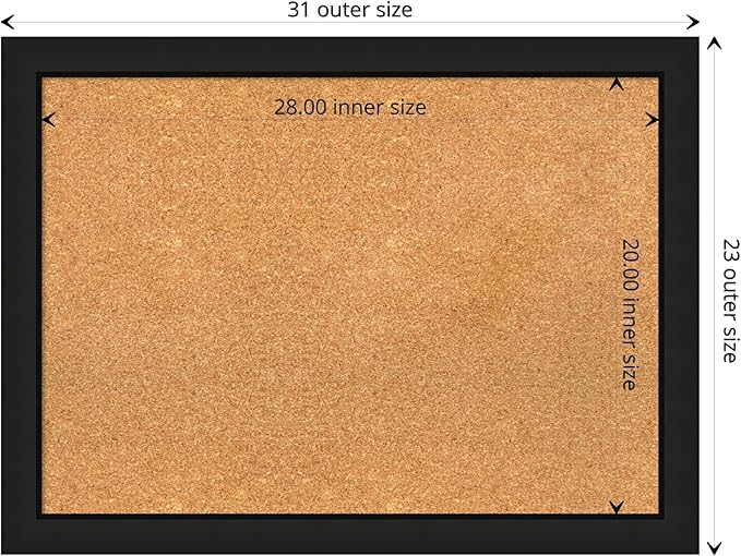 Amanti Art Natural Cork Board for Wall, 23x31 Vision Board with Black Wood Frame, Medium Corkboard Office Decor for Home Organization, Casual Corkboard Pinboard to display items for home organization-DeskLoop Office