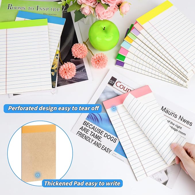 36 Pack Legal Pads Bulk, 5x8 Inch Rainbow Notepad, Note Pads Wide Ruled - Image 5