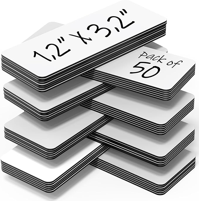 50 Pack Dry Erase Magnetic Labels 3.2x1.2 in by Juzari