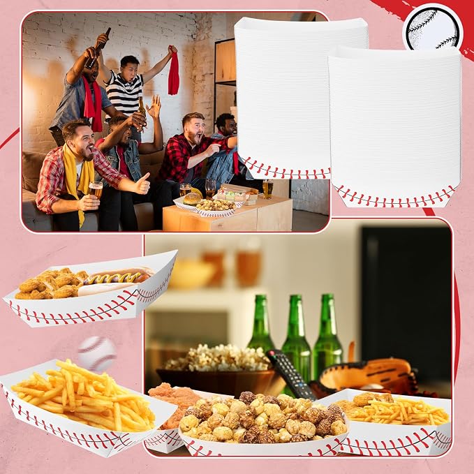 Roshtia 100 Pack Baseball Party Supplies Paper Food Trays Disposable Serving - Image 6