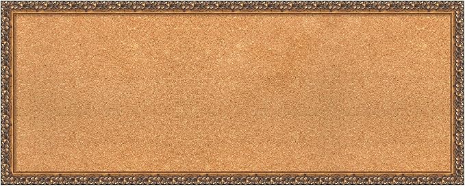 Amanti Art Natural Cork Board for Wall, 16x40 Vision Board with Bronze Frame, Medium Corkboard Office Decor for Home Organization, Traditional Corkboard Pinboard to Display Items for Home-DeskLoop Office