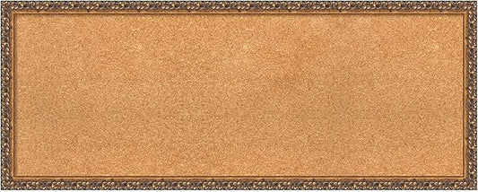 Amanti Art Natural Cork Board for Wall, 16x40 Vision Board with Bronze Frame, Medium Corkboard Office Decor for Home Organization, Traditional Corkboard Pinboard to Display Items for Home-DeskLoop Office