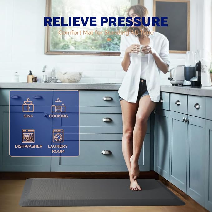 FEATOL Anti Fatigue Mat for Standing, 9/10 Extra Thick Ergonomic Standing Desk - Image 4