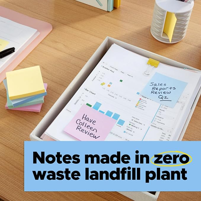 Post-it 100% Recycled Paper Super Sticky Notes, 2X The Sticking Power, 4x6 in - Image 9